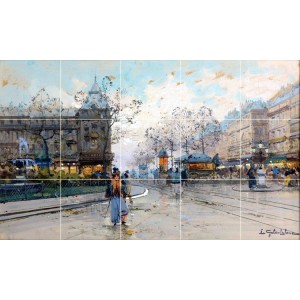 Art French Street Eugène Galien-Laloue Mural Ceramic Backsplash Bath Tile #2045   181466744374